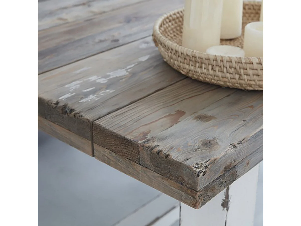 Mesa de comedor de madera de pino reciclada maciza para 8 personas