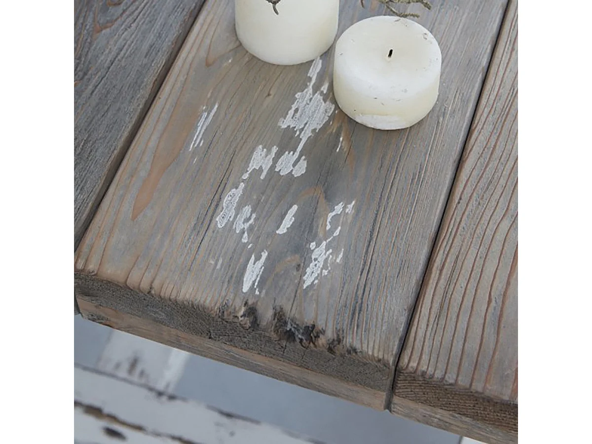 Mesa de comedor de madera de pino reciclada maciza para 8 personas