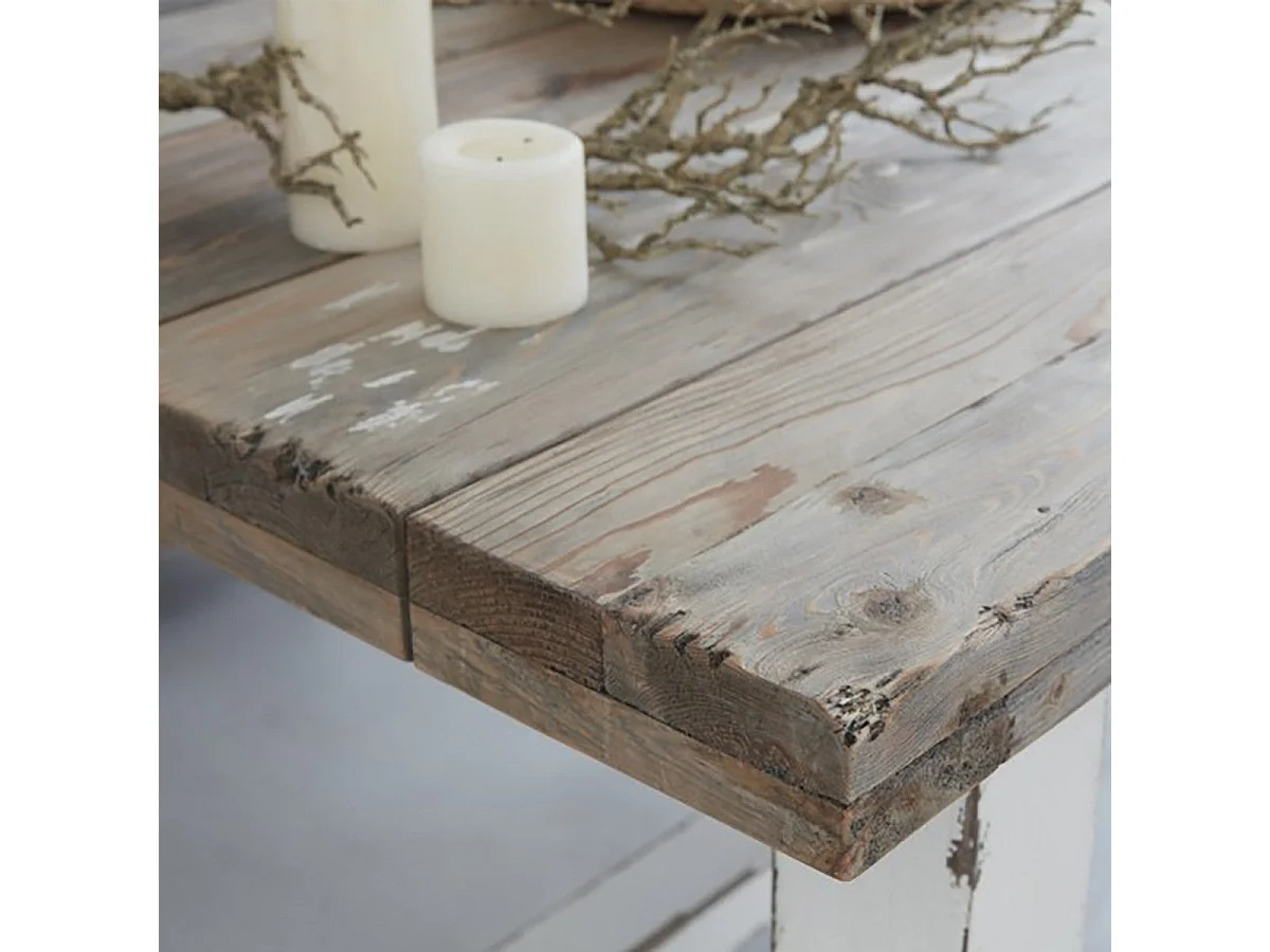 Mesa de comedor de madera de pino reciclada maciza para 8 personas