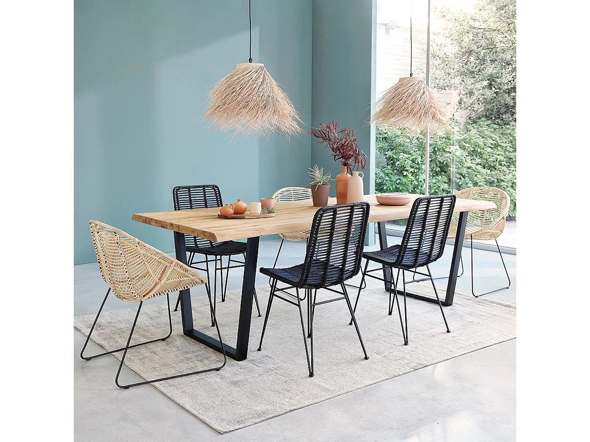 Mesa de comedor de madera teca reciclada maciza para 10 personas