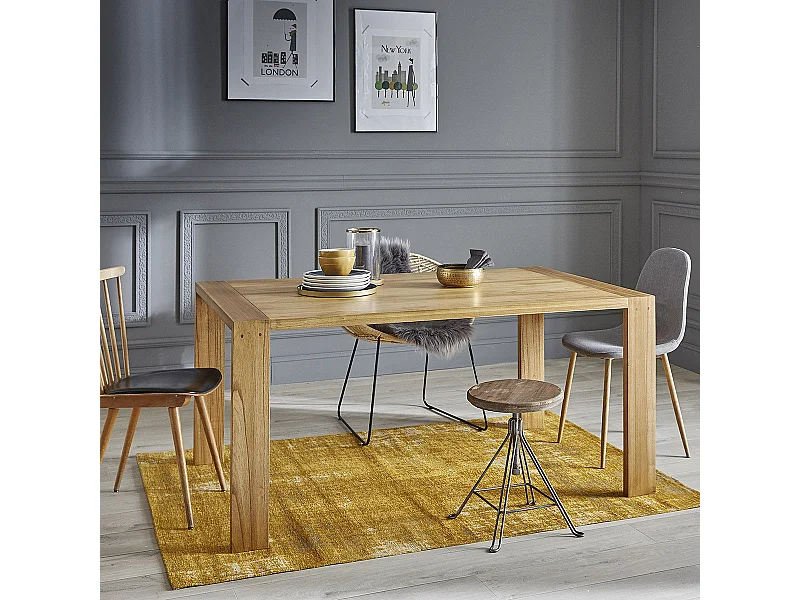 Mesa de madera de mindi de 6 a 8 comensales