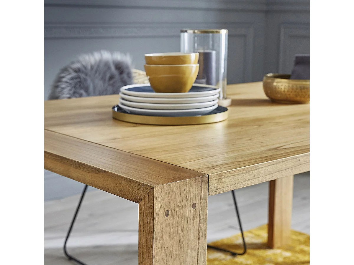 Mesa de madera de mindi de 6 a 8 comensales