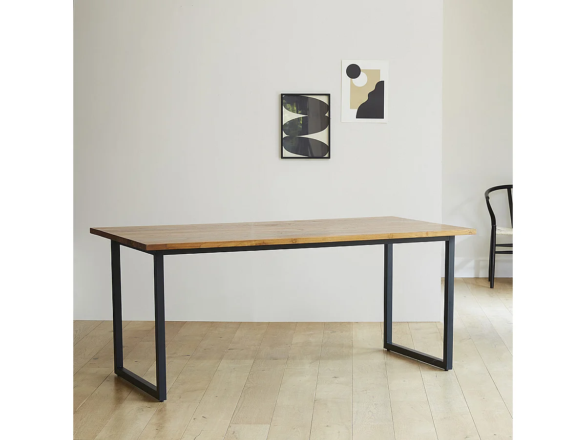 Mesa de centro de madera de teca y metal para 8 pers.