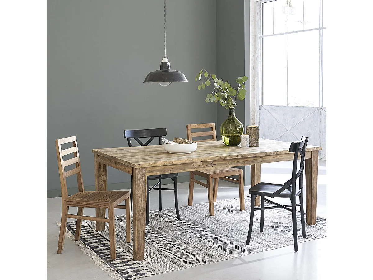 Table extensible en teck recyclé massif 14 pers.