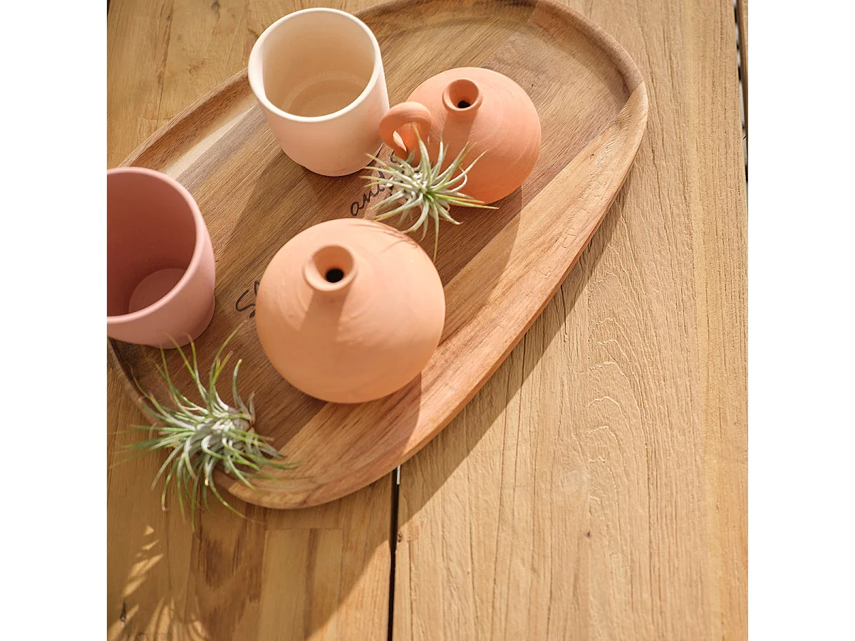 Mesa de madera de teca reciclada y metal 8 p.