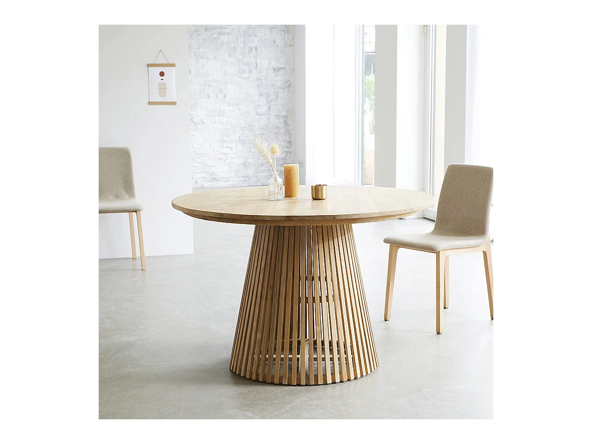 Table en teck massif ronde 4 pers.