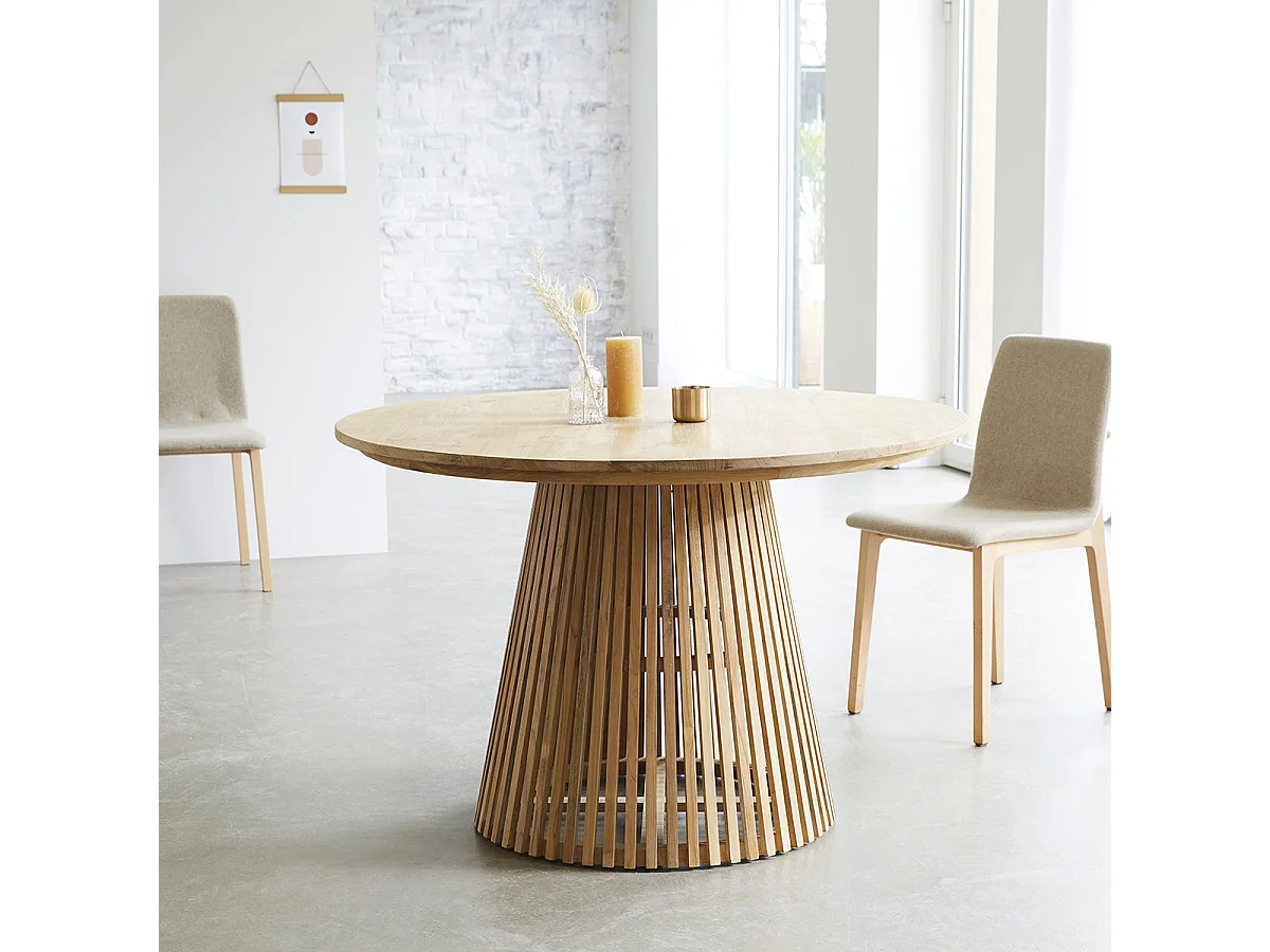 Table en teck massif ronde 4 pers.