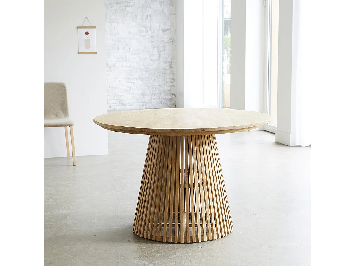 Table en teck massif ronde 4 pers.
