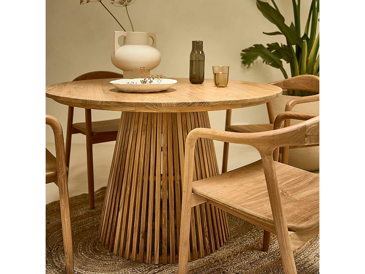 Table en teck massif ronde 4 pers.