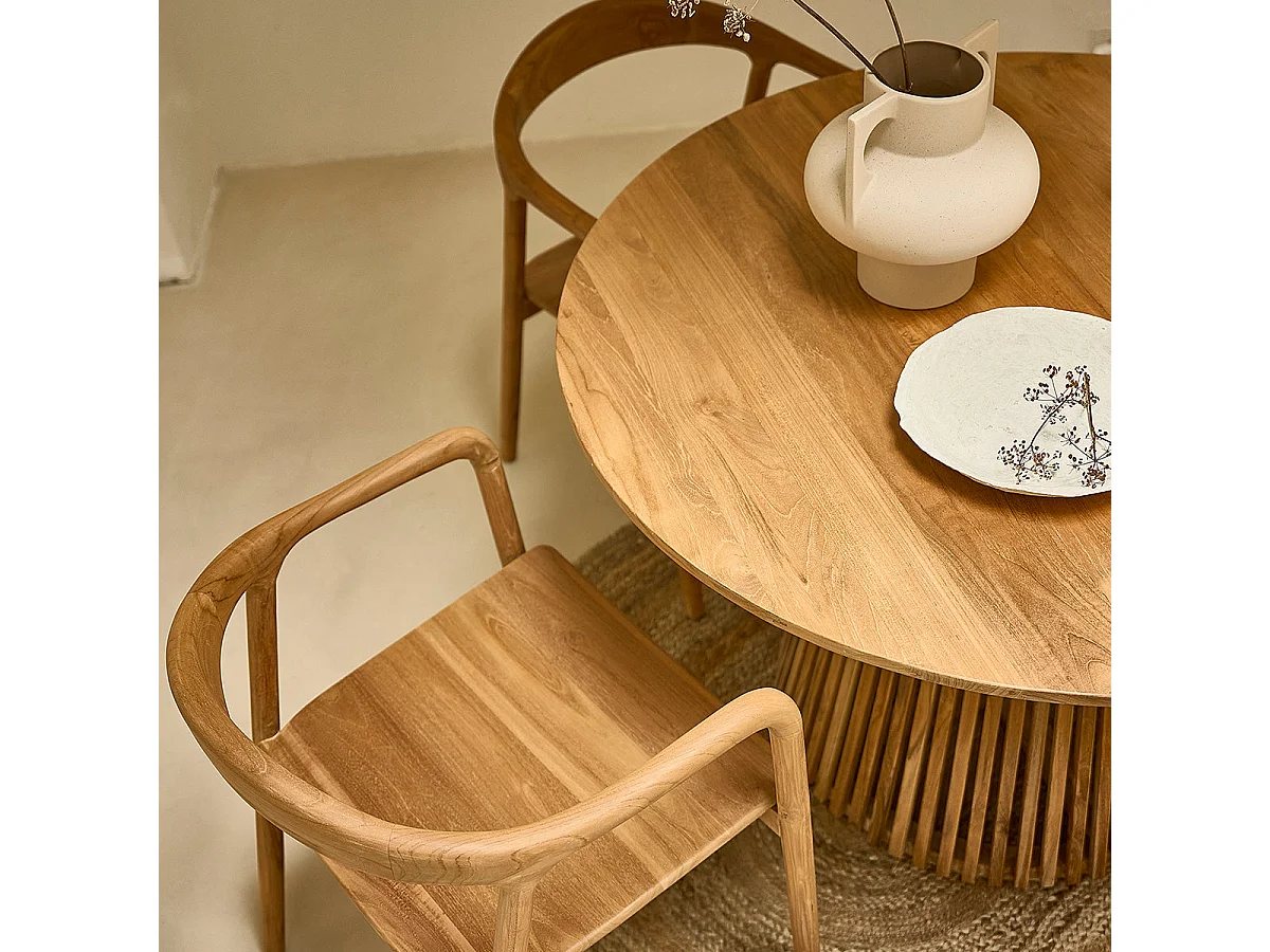 Table en teck massif ronde 4 pers.