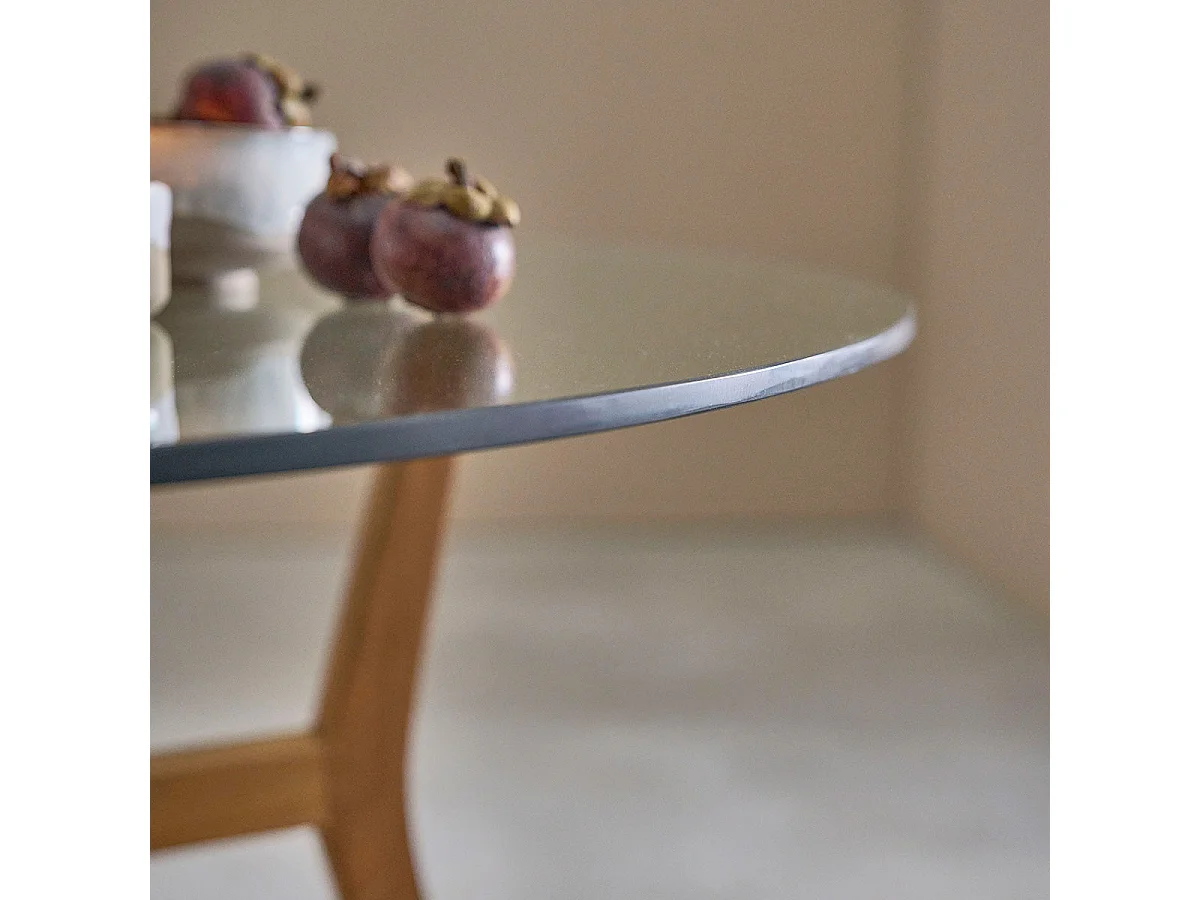 Table en teck massif et verre 4 pers.