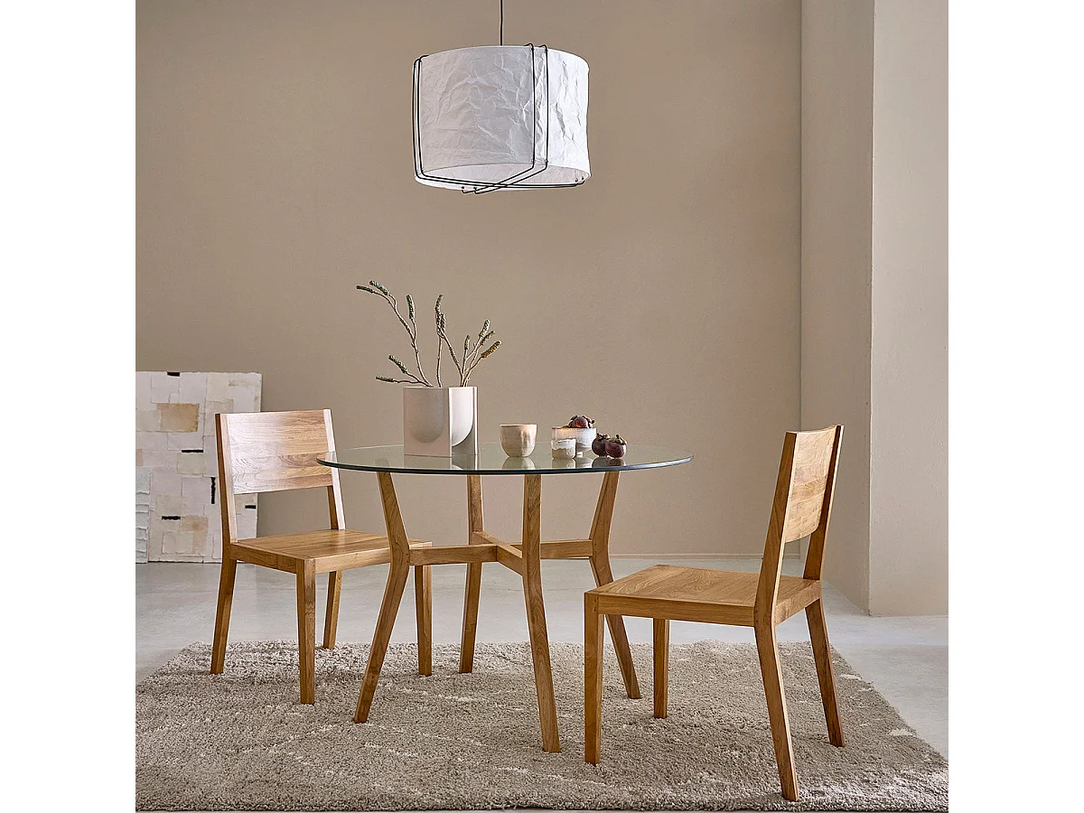 Table en teck massif et verre 4 pers.