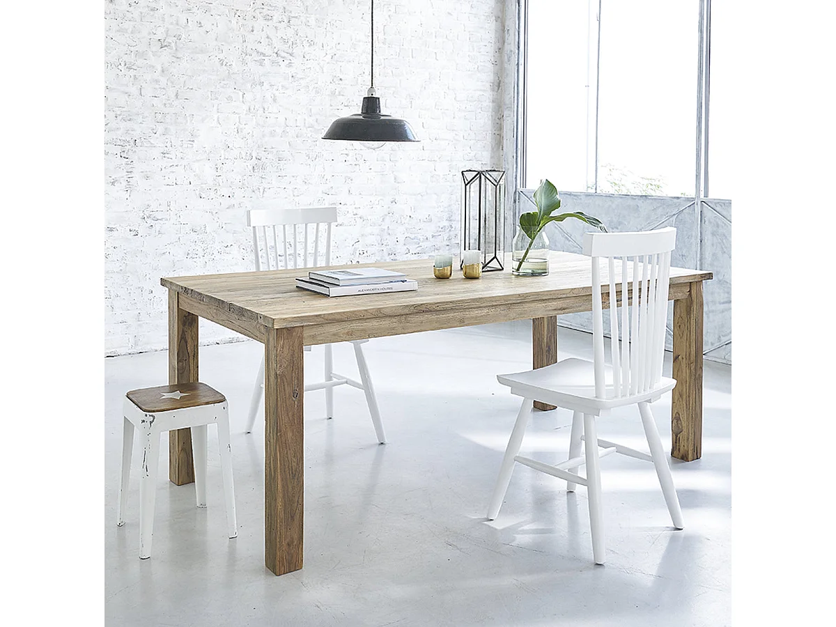 Mesa de comedor de madera teca reciclada maciza para 10 personas