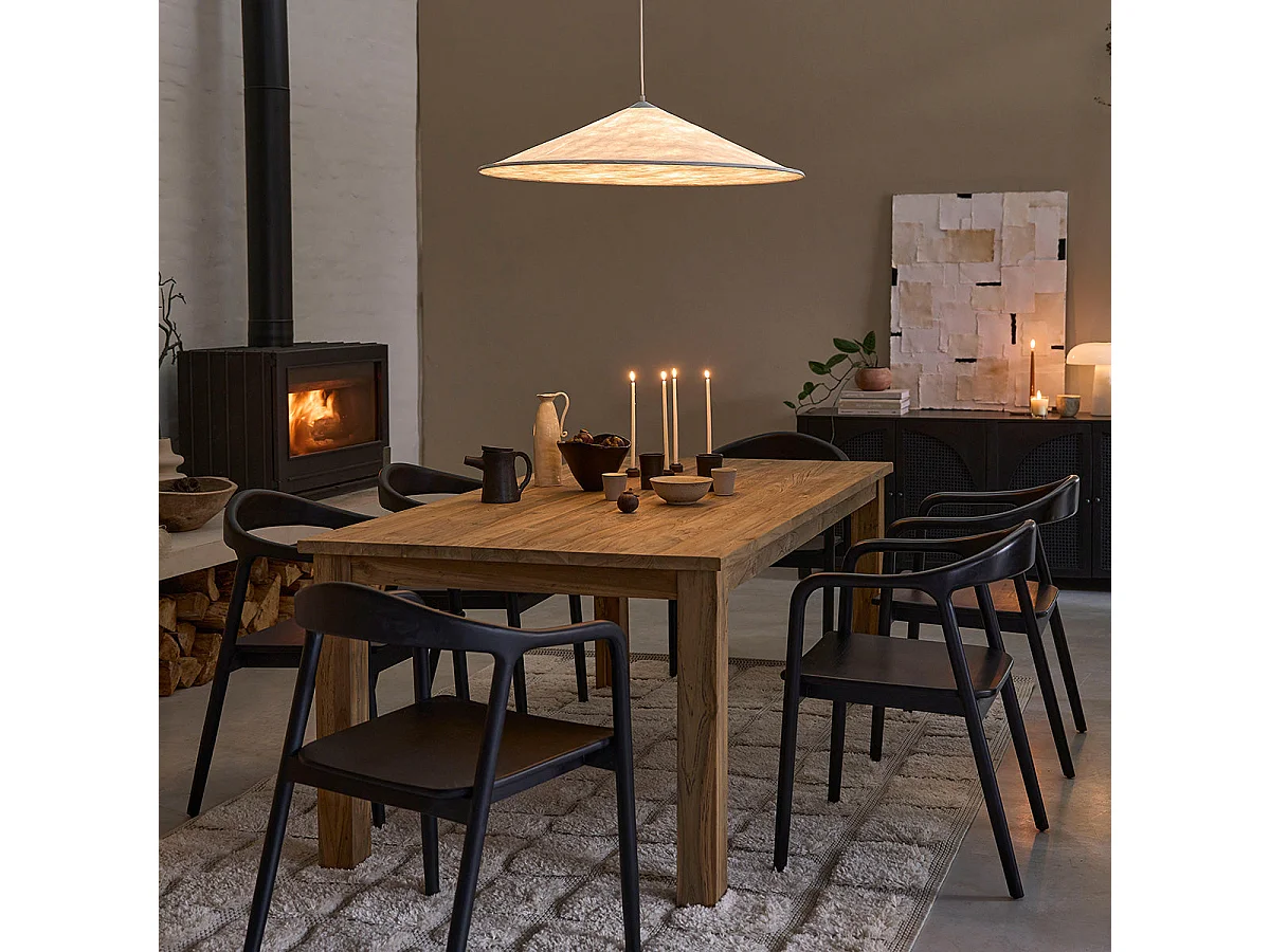 Mesa de comedor de madera teca reciclada maciza para 10 personas