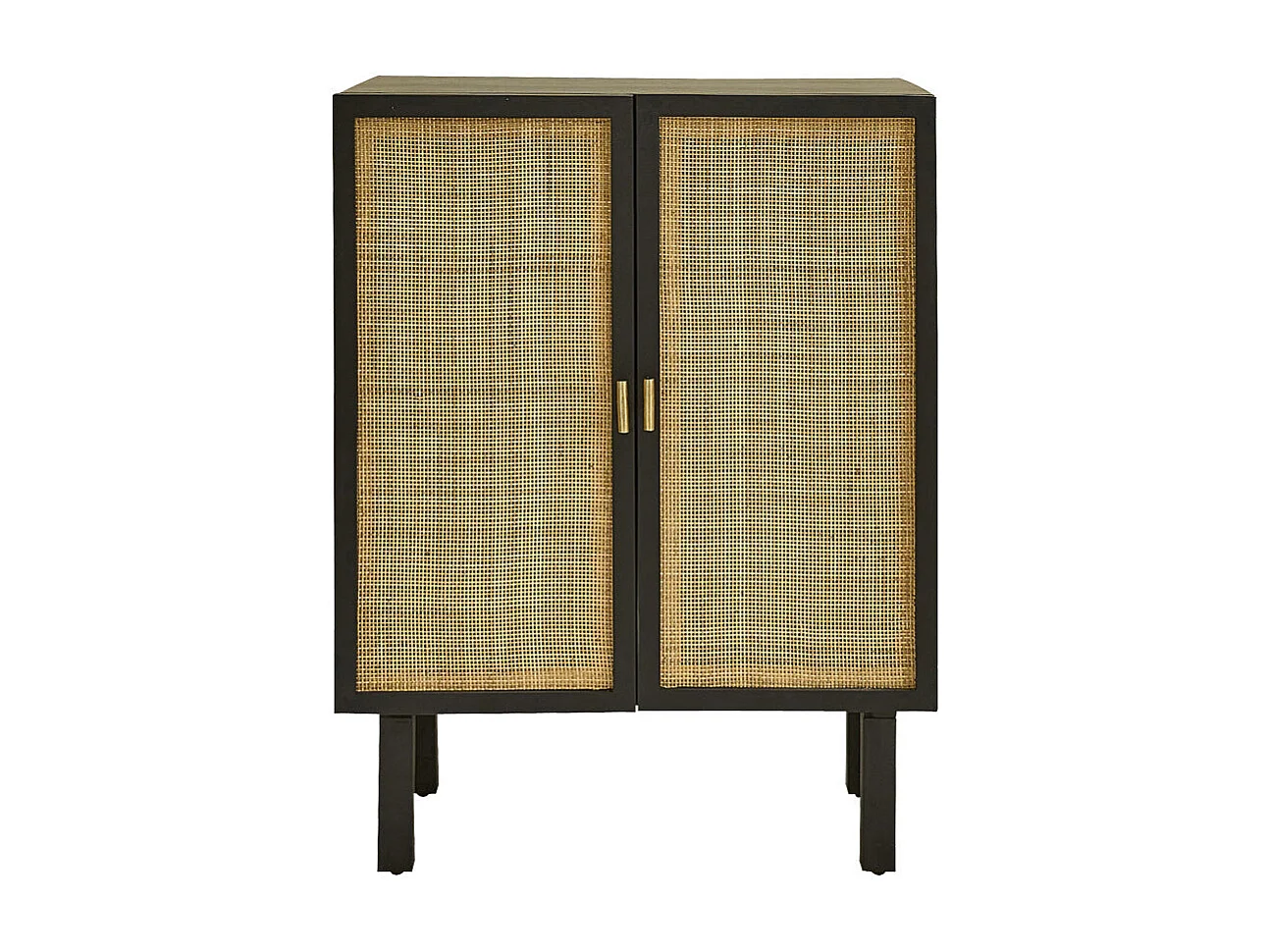 Buffet in mango massello nero e vimini