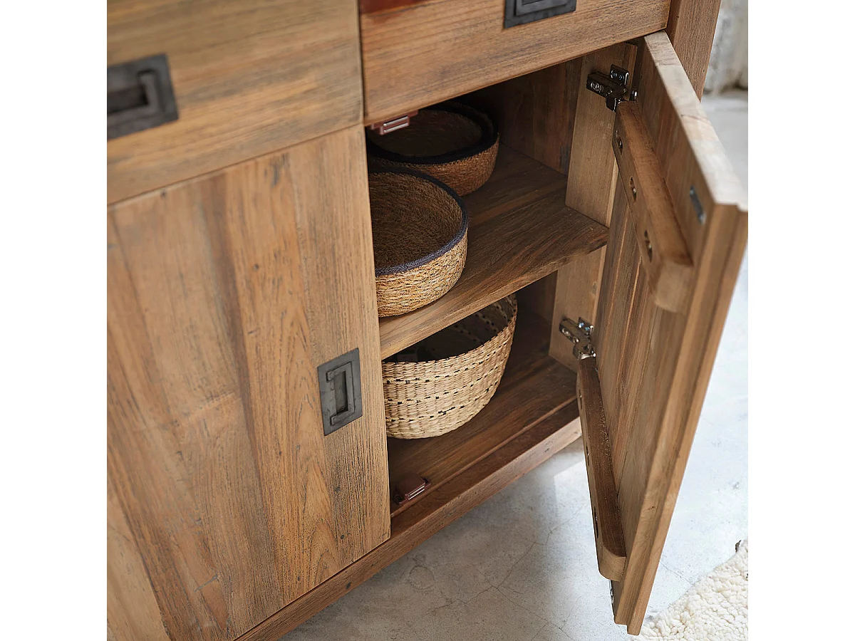 Buffet en teck recyclé massif 100 cm