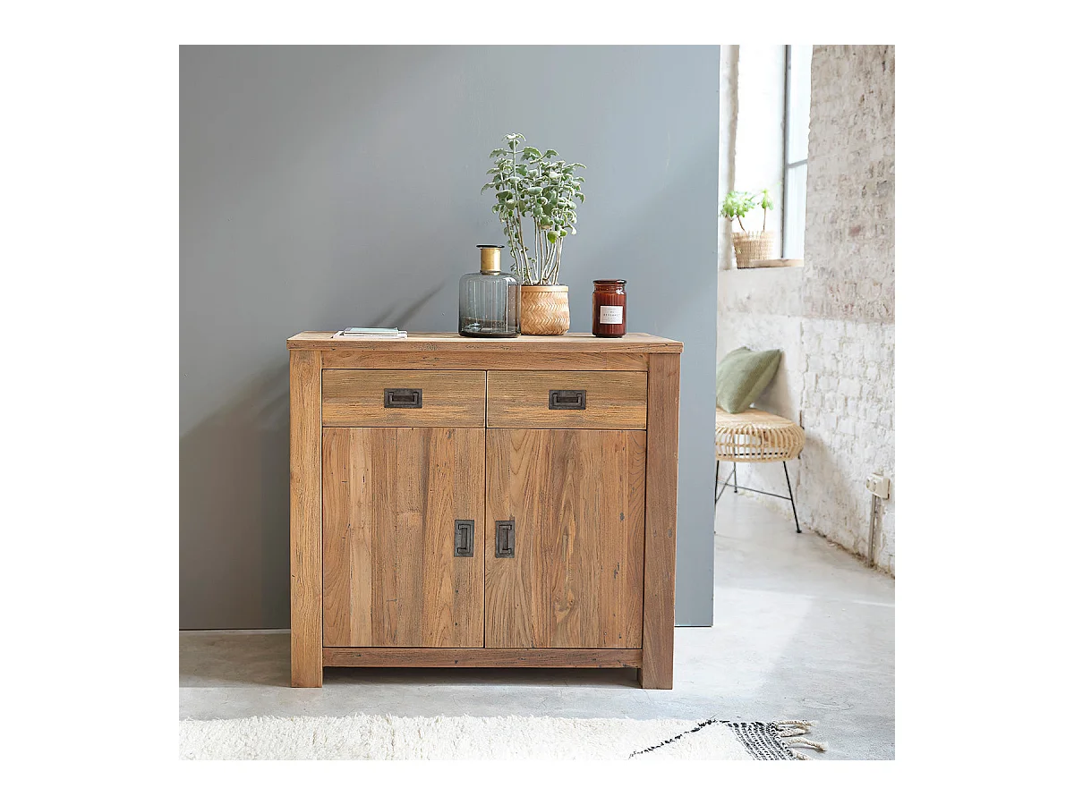 Buffet en teck recyclé massif 100 cm