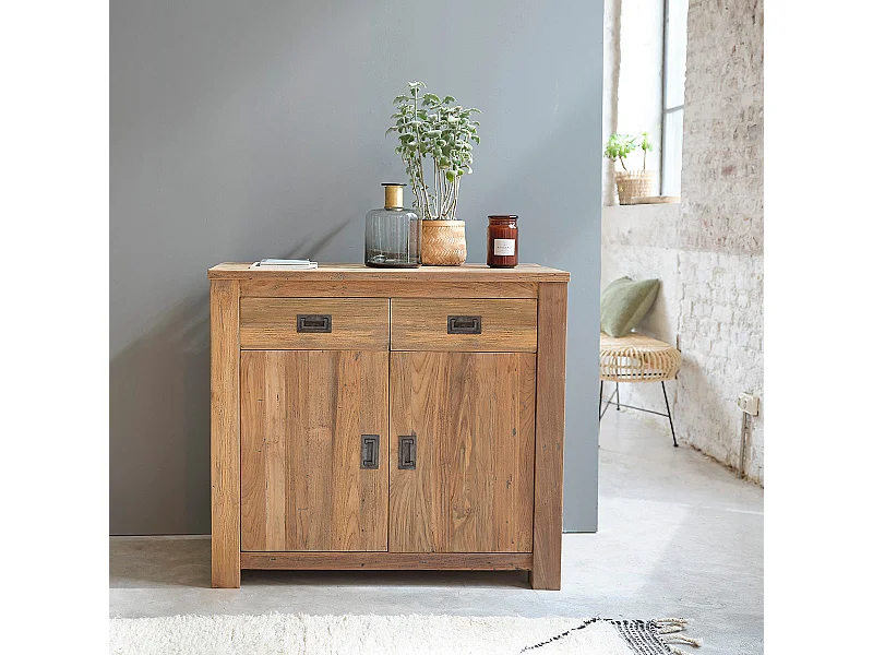 Aparador de madera de teca reciclada maciza 100 cm