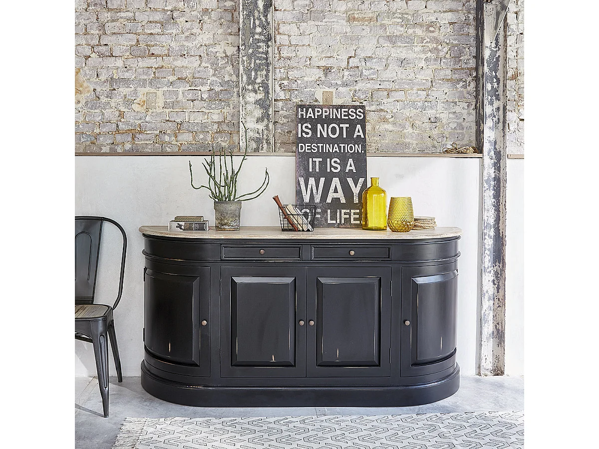 Buffet 4 portes et 2 tiroirs en acajou massif