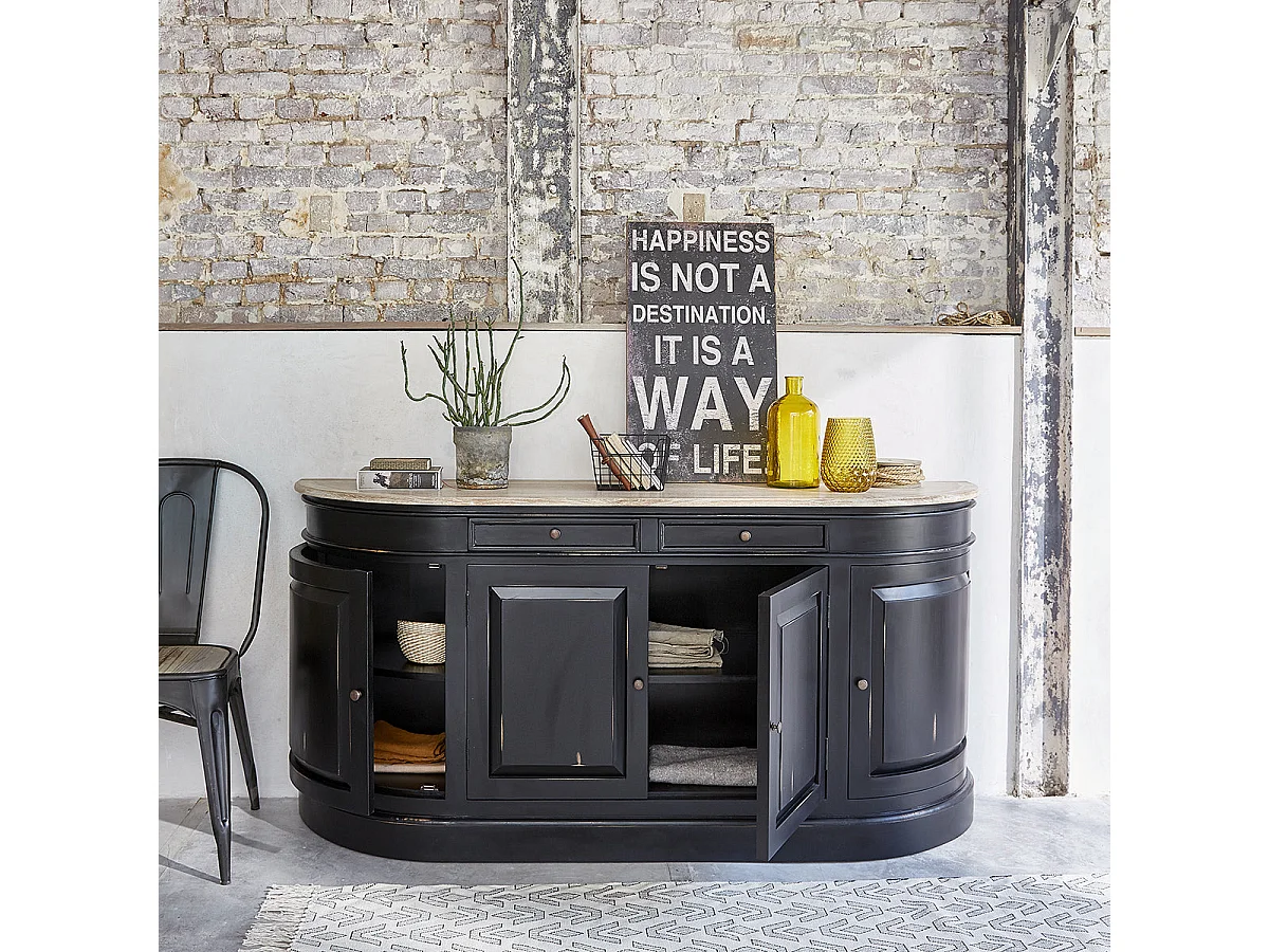 Buffet 4 portes et 2 tiroirs en acajou massif