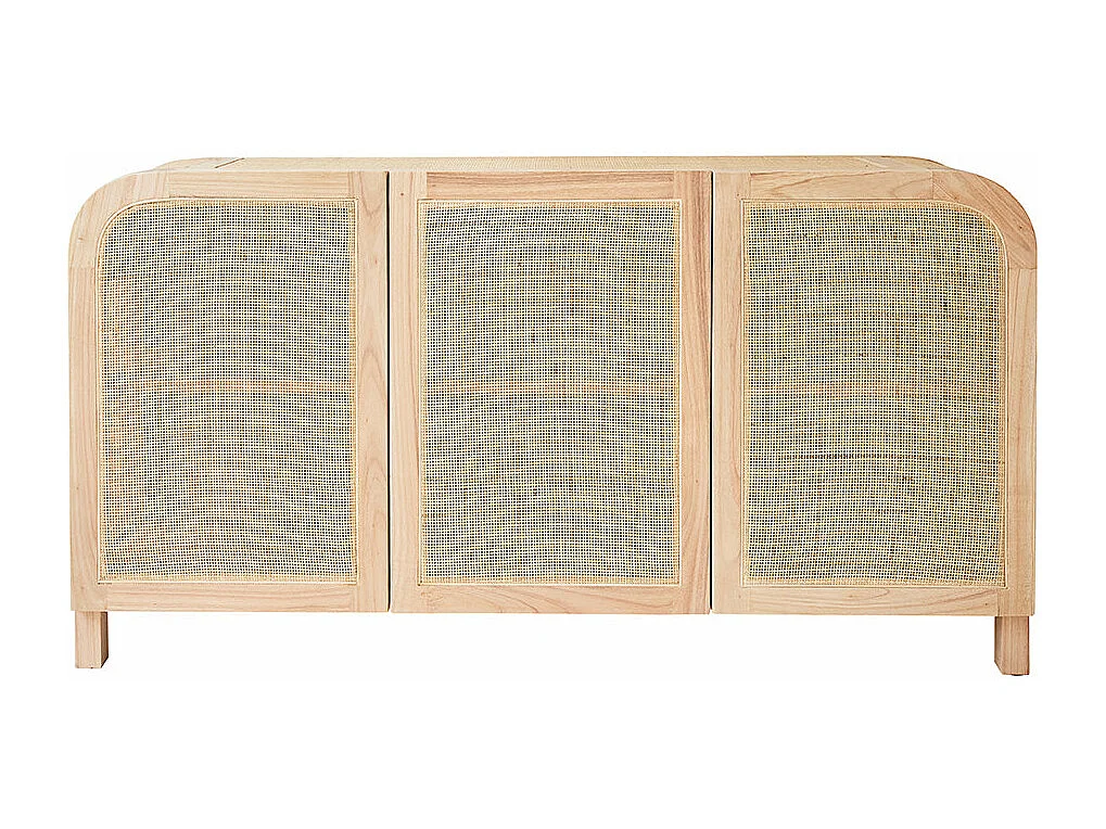 Aparador de madera de mindi maciza y rejilla de 150 cm