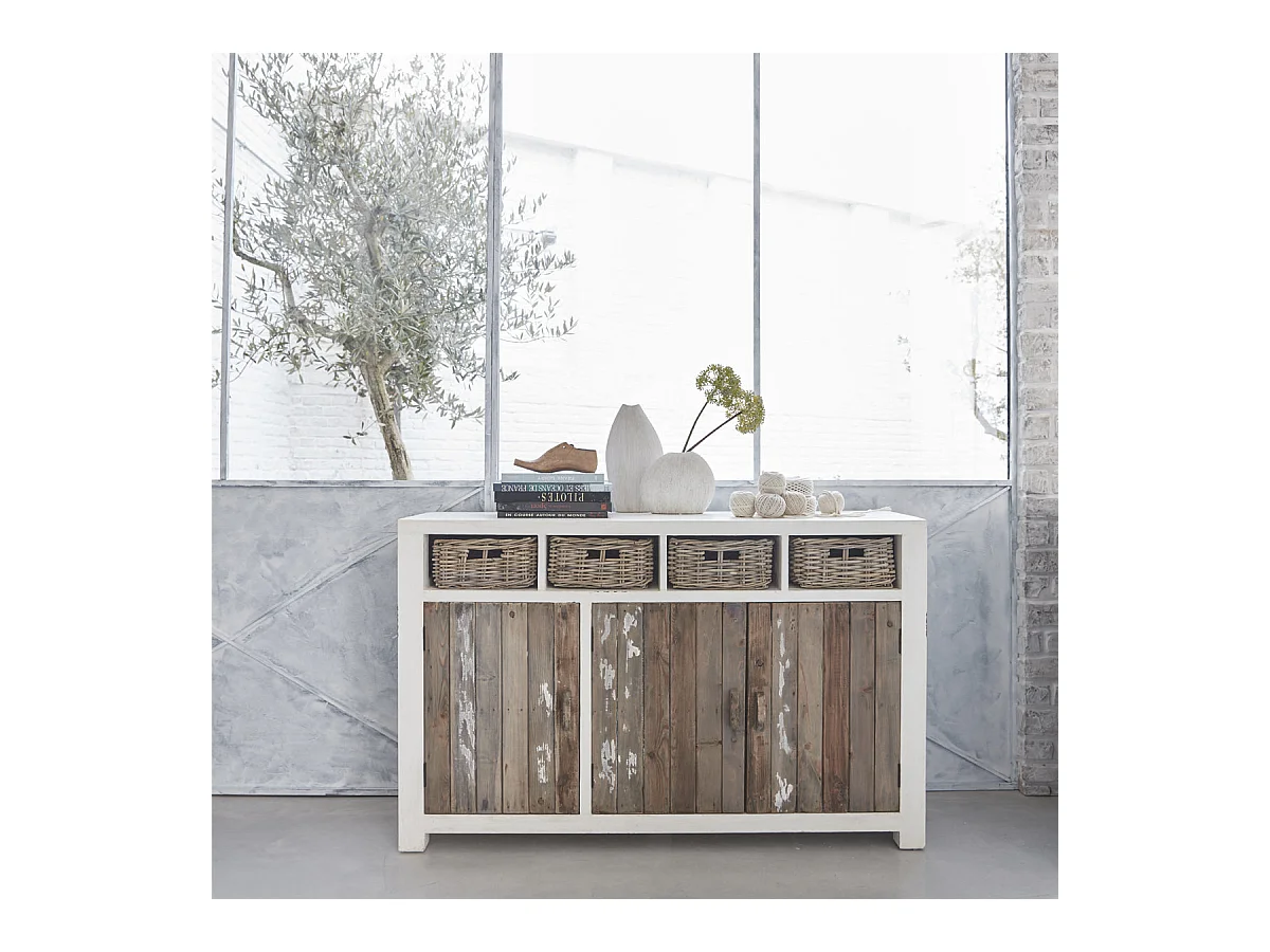 Buffet en bois recyclé massif 143 cm