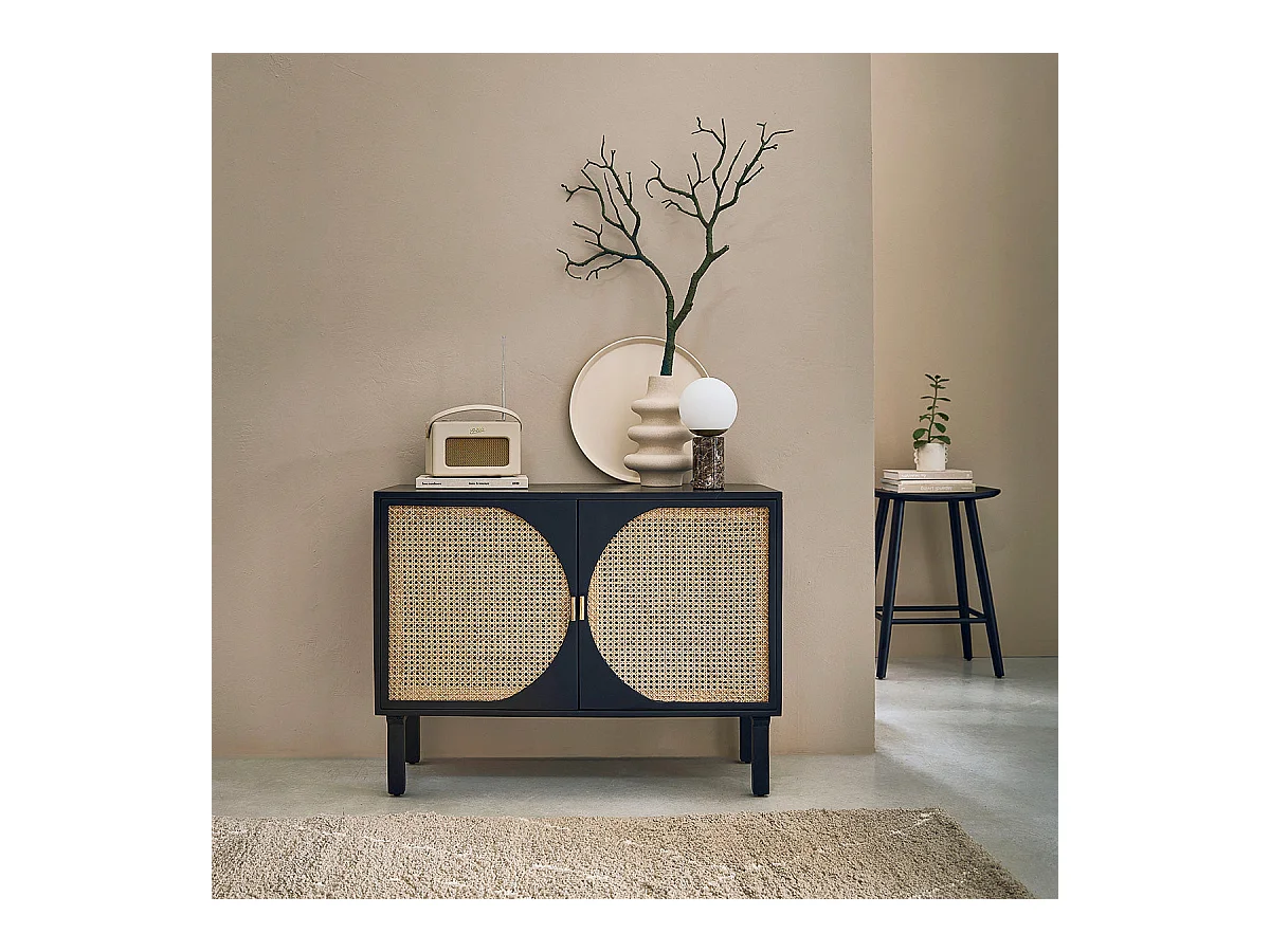 Buffet en manguier massif et cannage 100 cm