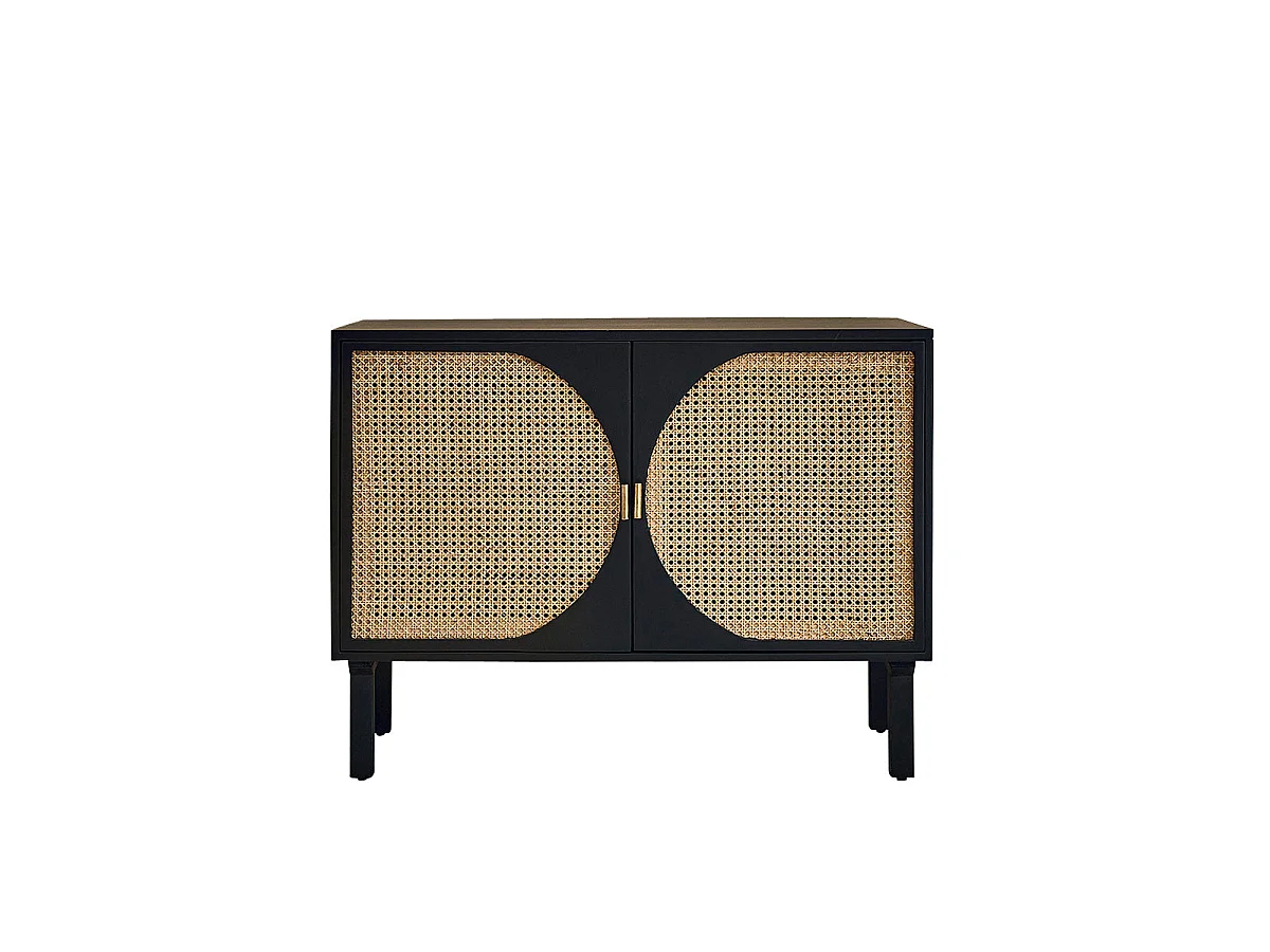 Buffet en bois massif et cannage 100 cm 2 portes