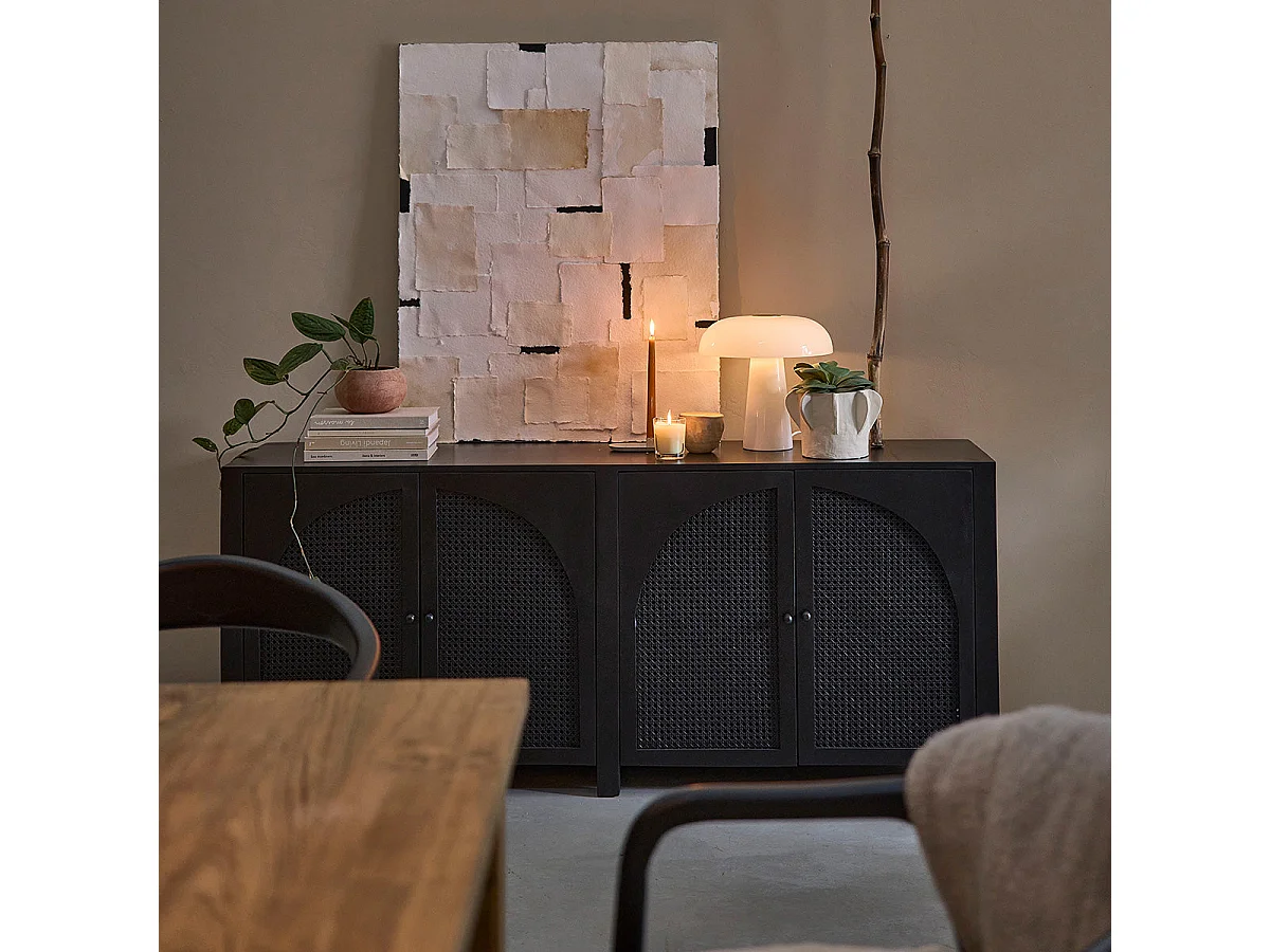 Buffet en bois massif et cannage 175 cm
