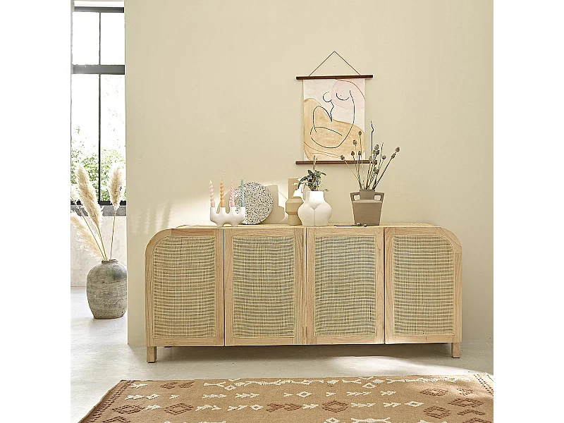 Aparador de madera de mindi maciza de 190 cm