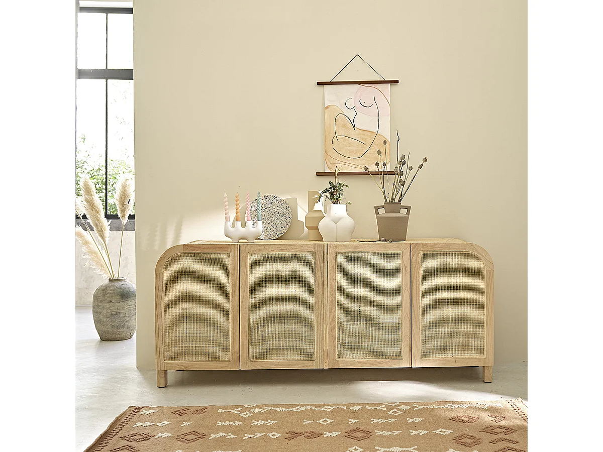 Aparador de madera de mindi maciza de 190 cm