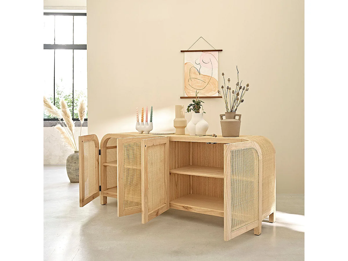 Aparador de madera de mindi maciza de 190 cm