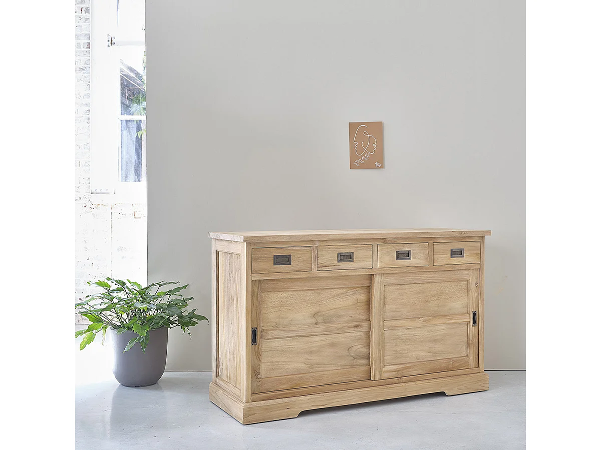 Buffet en bois teck massif 150 cm
