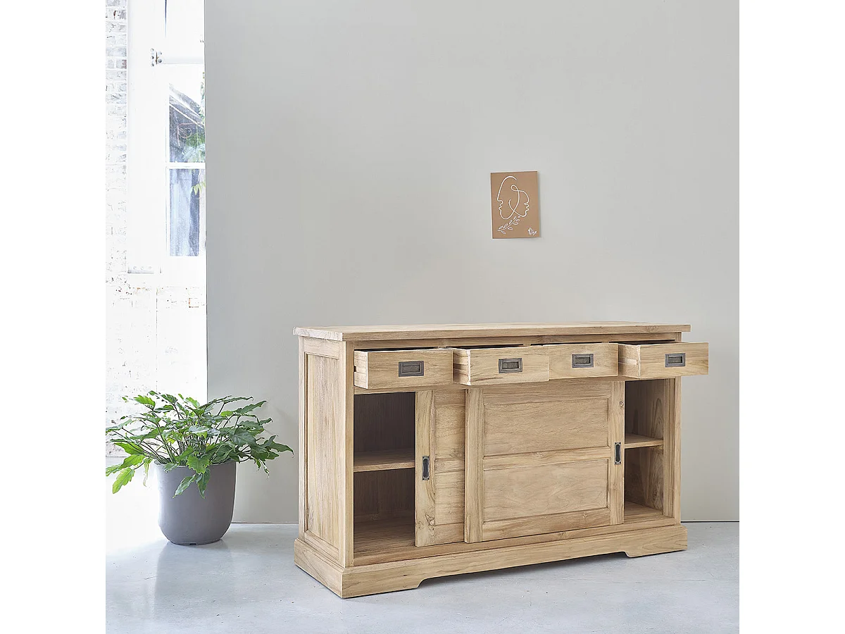 Aparador de madera de teca maciza de 150 cm