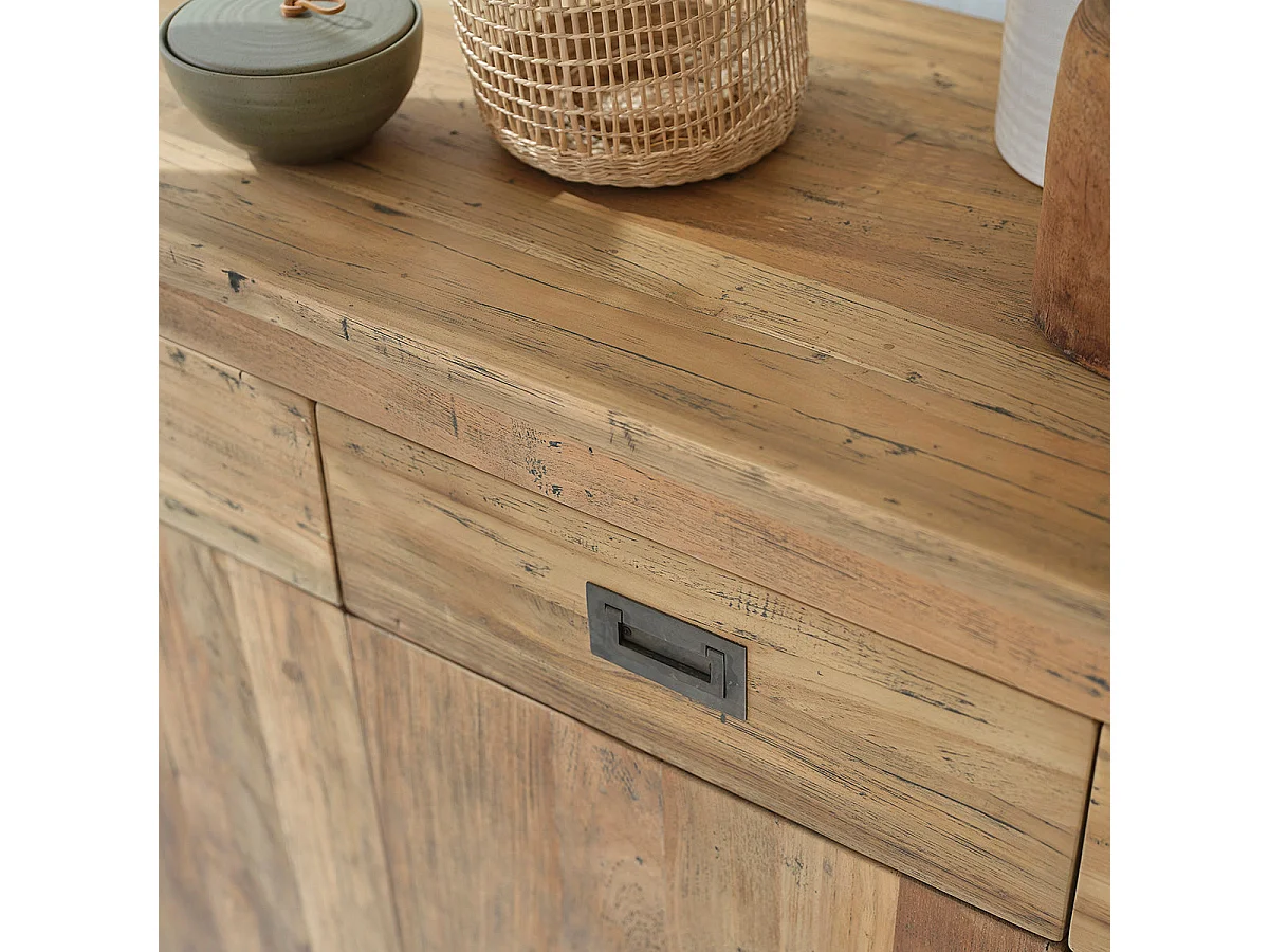 Aparador de madera de teca reciclada maciza 200 cm