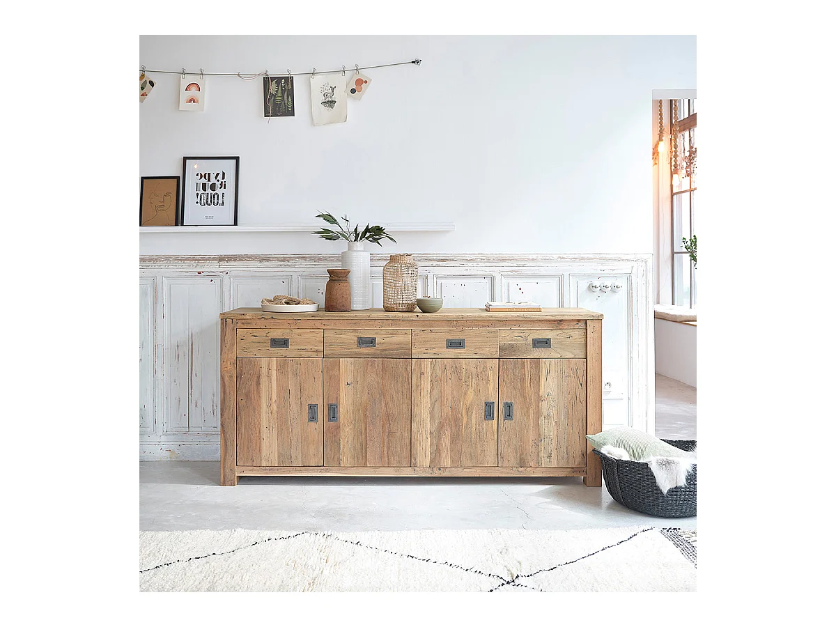 Buffet en teck recyclé massif 200 cm