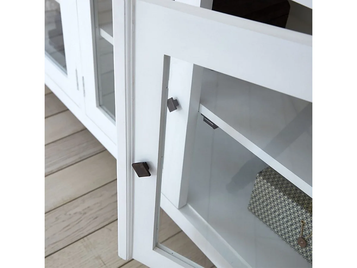 Buffet 4 portes en verre et acajou massif