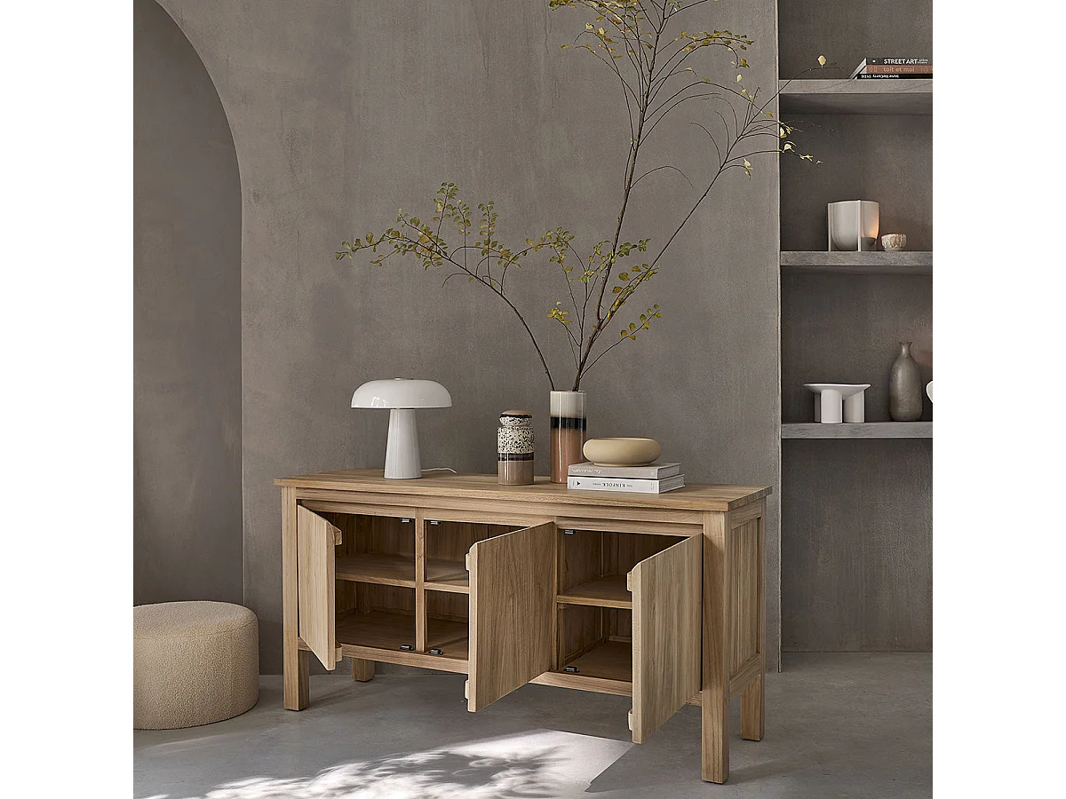Buffet en bois de teck 150 cm 3 portes