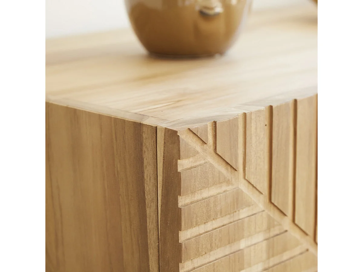 Buffet en teck massif massif et métal 120 cm