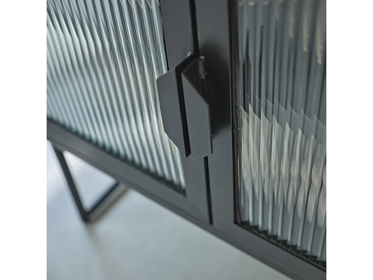 Buffet en métal et verre ondulé 120 cm