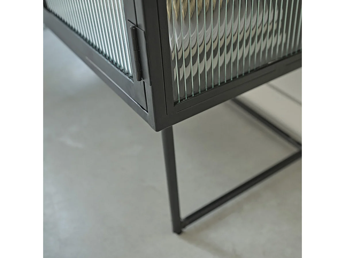 Buffet en métal et verre ondulé 120 cm