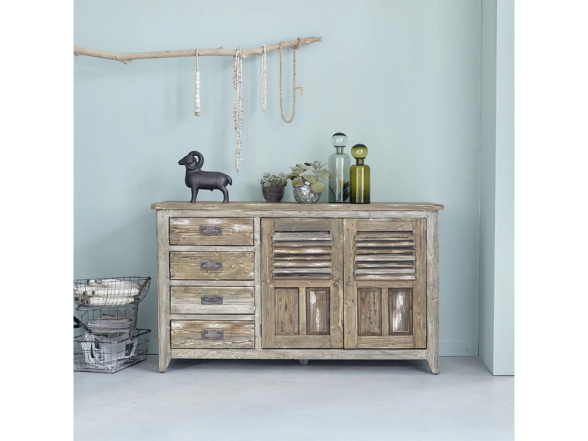 Buffet en bois recyclé massif 140 cm