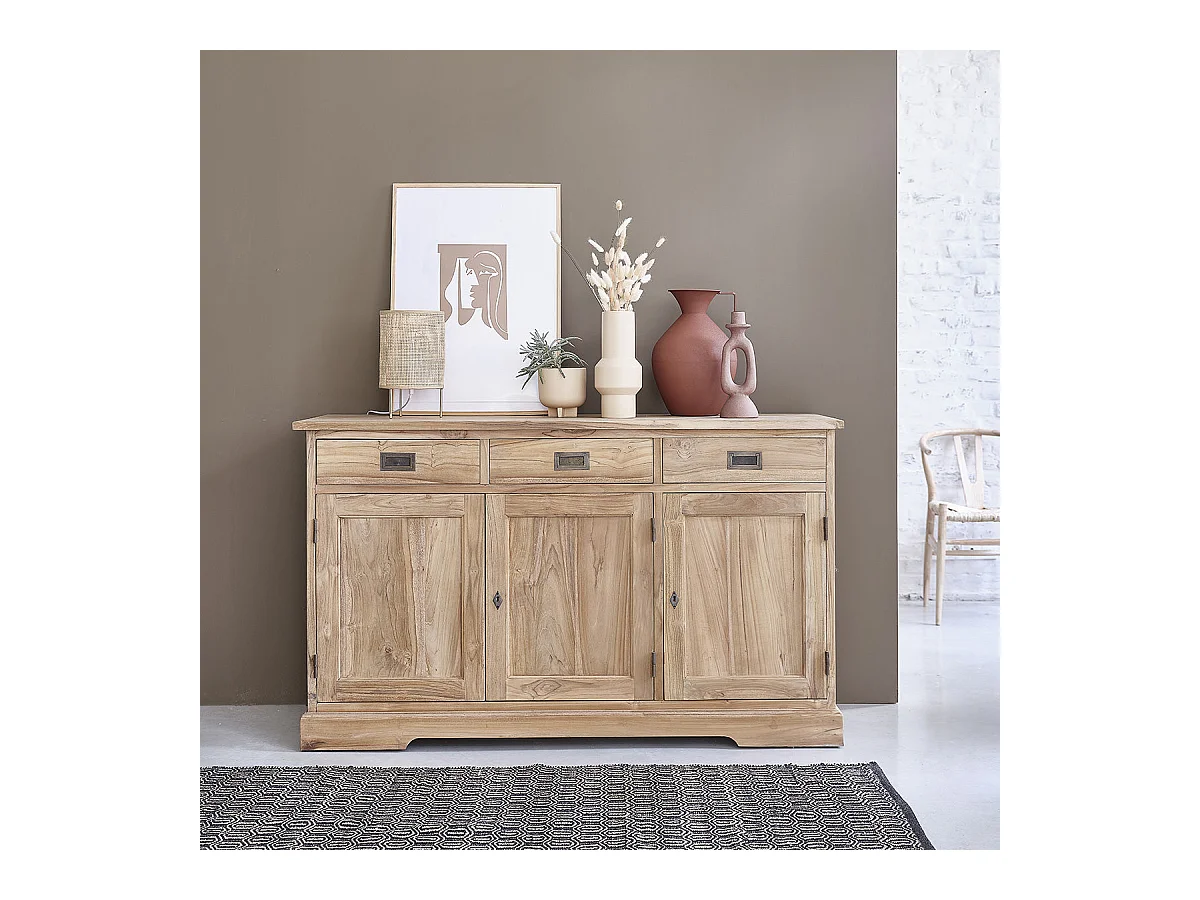 Buffet en bois teck massif 150 cm