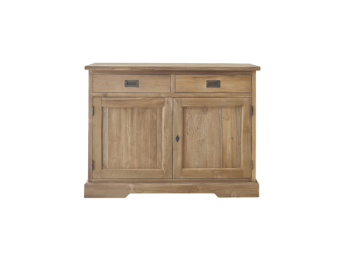 Buffet en teck massif 120 cm 2 portes 2 tiroirs