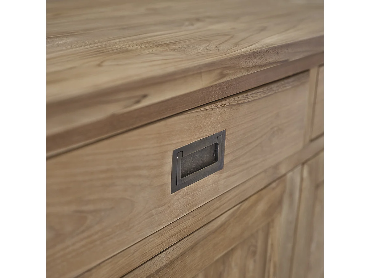 Buffet en teck massif 120 cm 2 portes 2 tiroirs