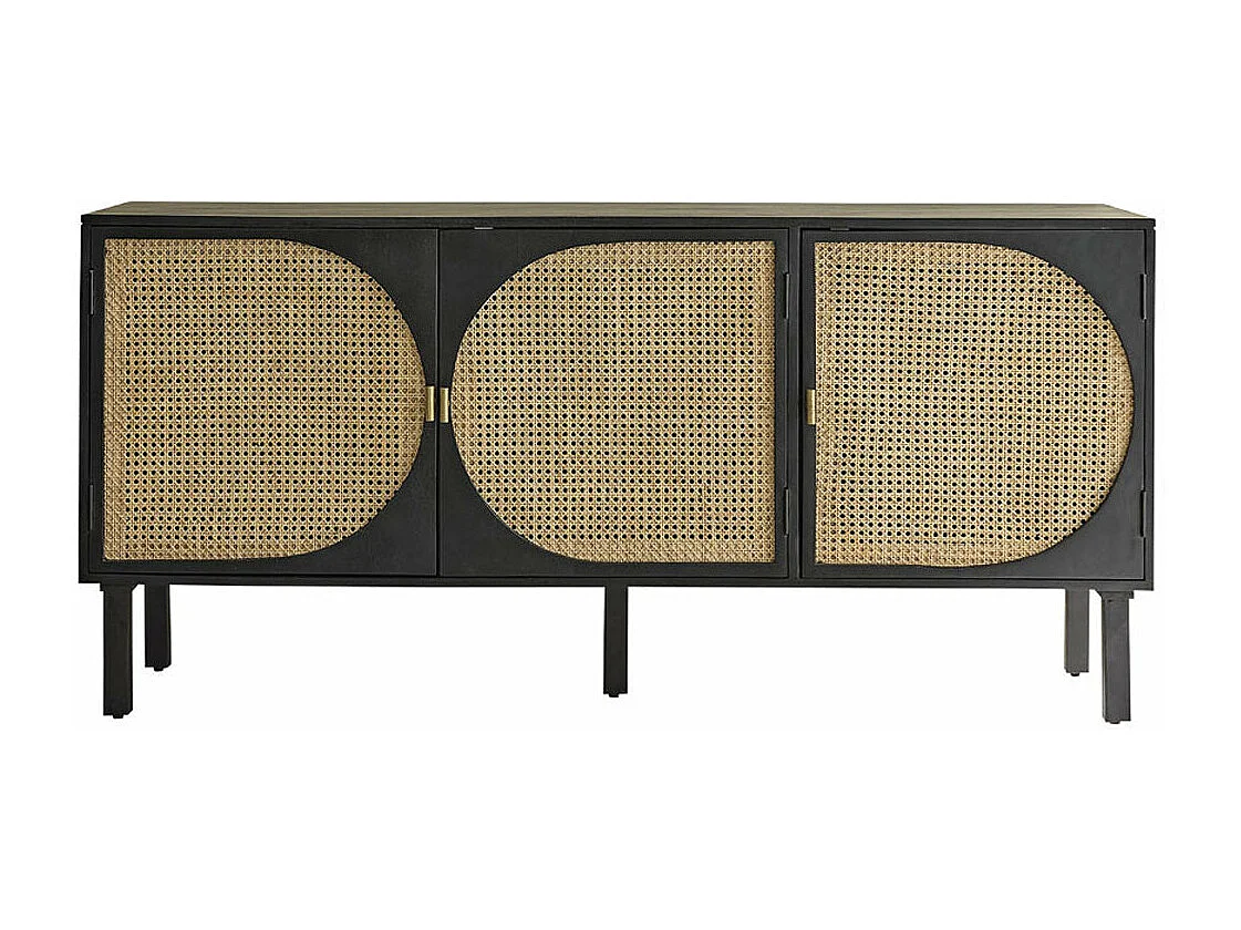 Buffet en manguier massif et cannage 160 cm