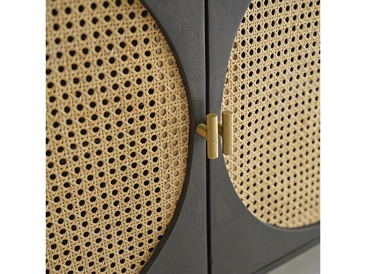 Buffet en manguier massif et cannage 160 cm