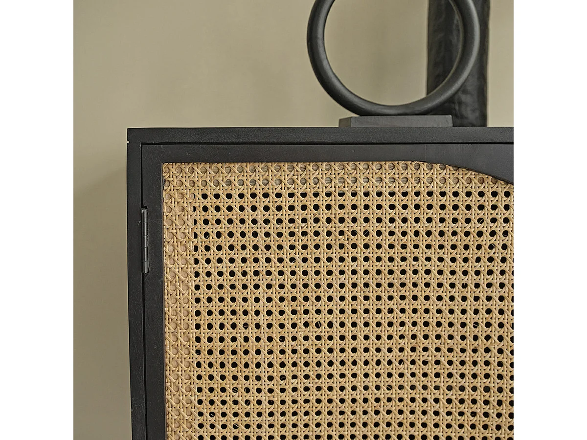 Buffet en manguier massif et cannage 160 cm