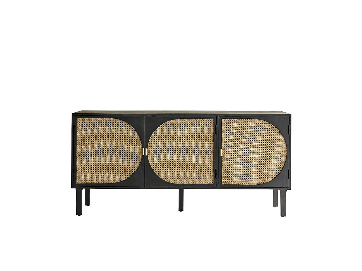 Buffet en bois massif et cannage 175 cm