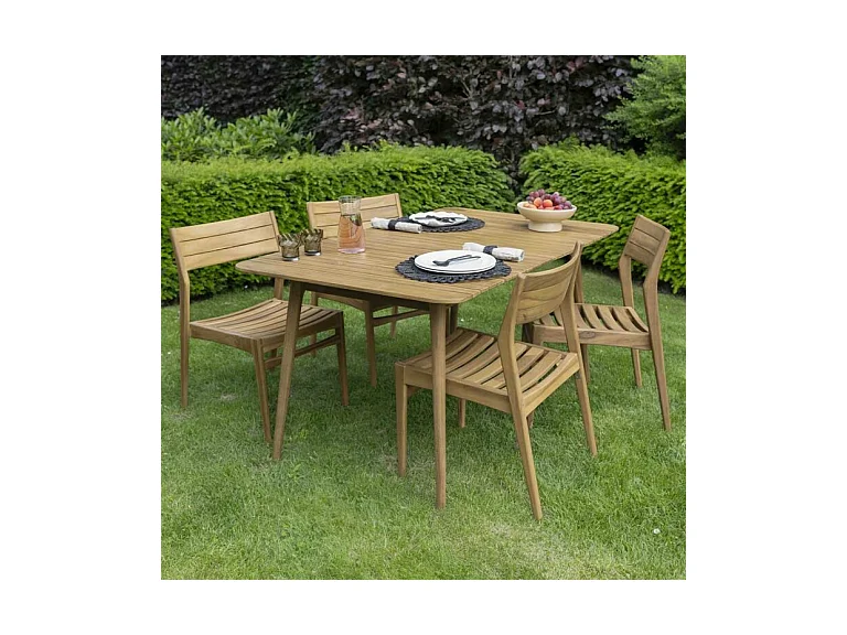 Ensemble en teck massif 4/6 places avec 4 chaises NAPLES